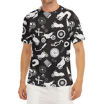 Motorcycle Equipment Pattern Print Men's Short Sleeve Rash Guard