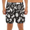 Motorcycle Equipment Pattern Print Men's Split Running Shorts