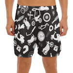 Motorcycle Equipment Pattern Print Men's Split Running Shorts