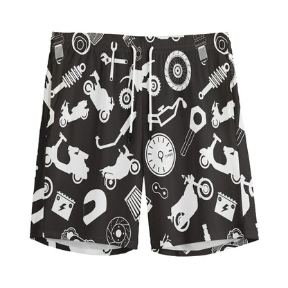 Motorcycle Equipment Pattern Print Men's Sports Shorts