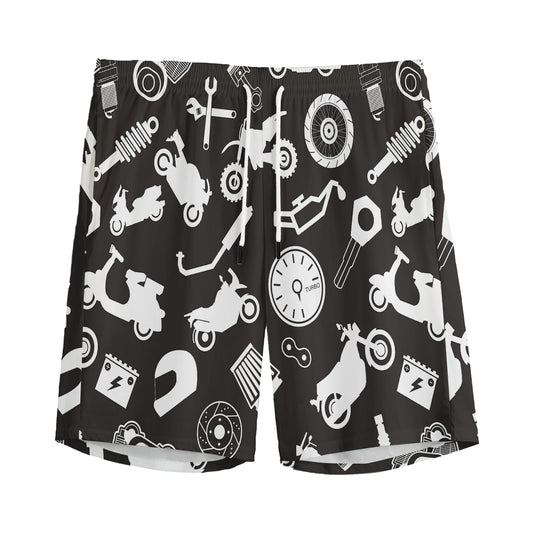 Motorcycle Equipment Pattern Print Men's Sports Shorts