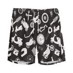 Motorcycle Equipment Pattern Print Men's Sports Shorts