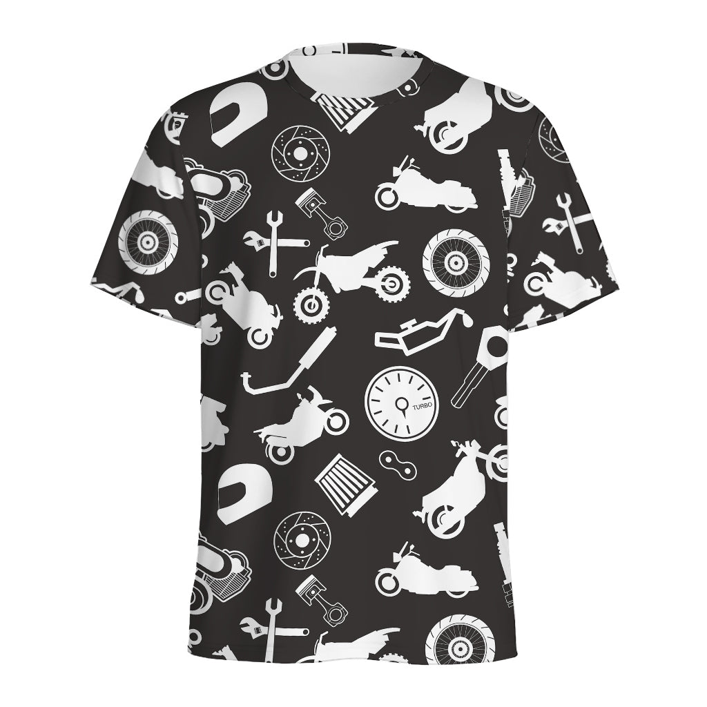 Motorcycle Equipment Pattern Print Men's Sports T-Shirt