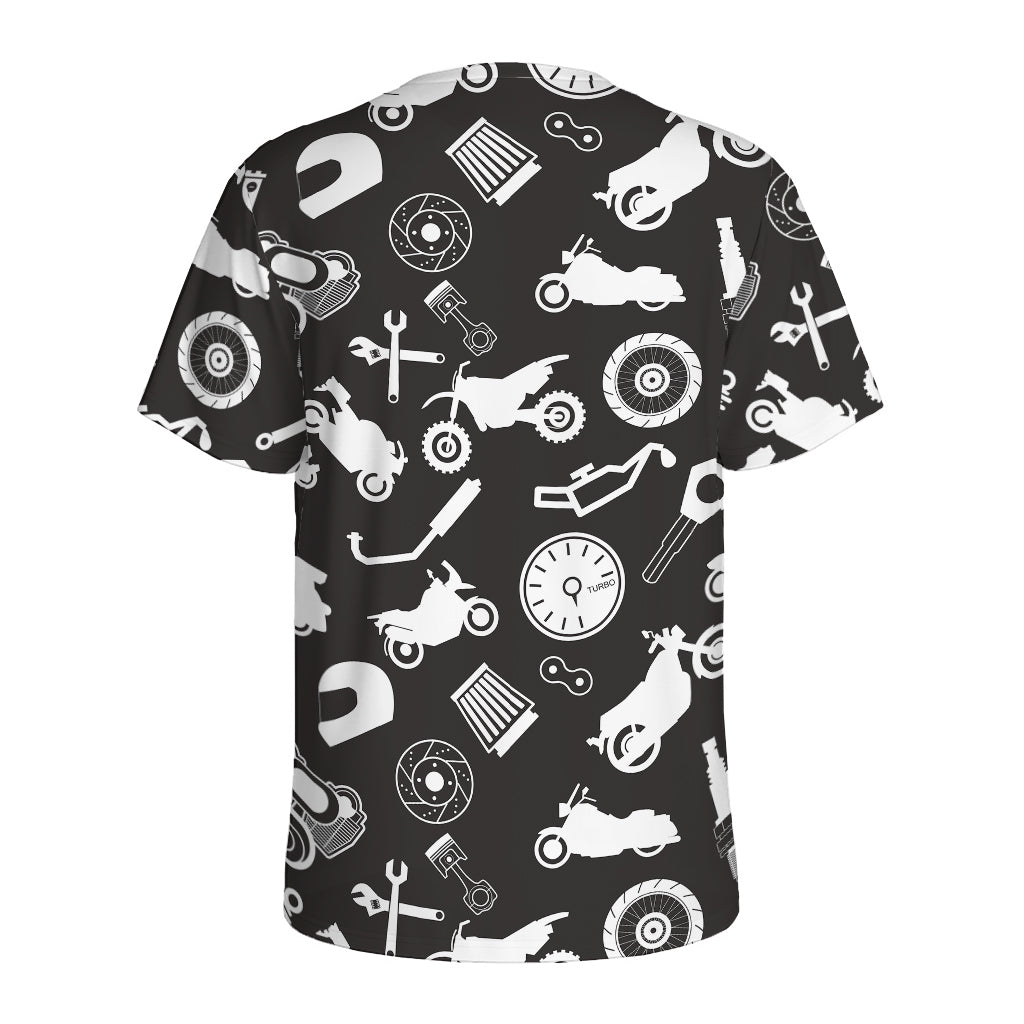 Motorcycle Equipment Pattern Print Men's Sports T-Shirt
