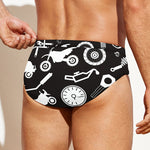Motorcycle Equipment Pattern Print Men's Swim Briefs