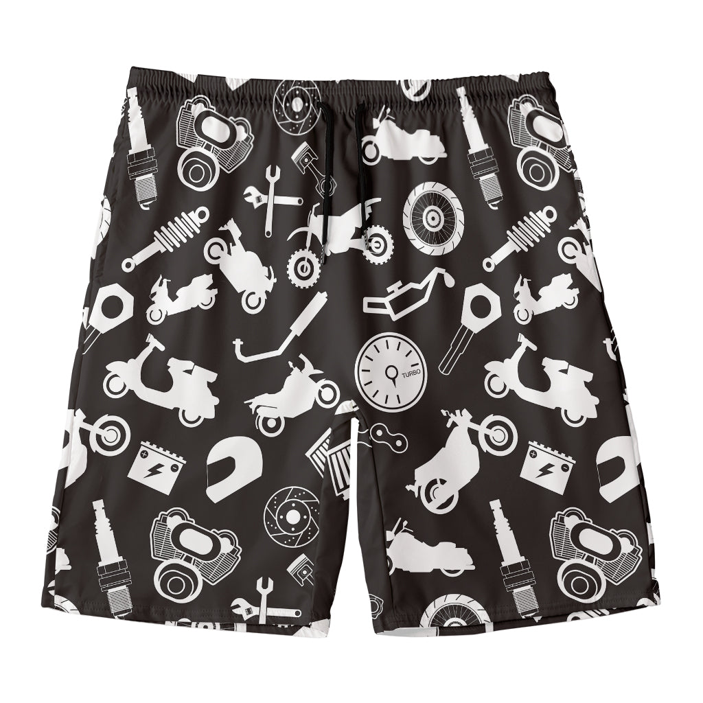Motorcycle Equipment Pattern Print Men's Swim Trunks