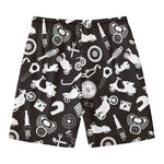 Motorcycle Equipment Pattern Print Men's Swim Trunks