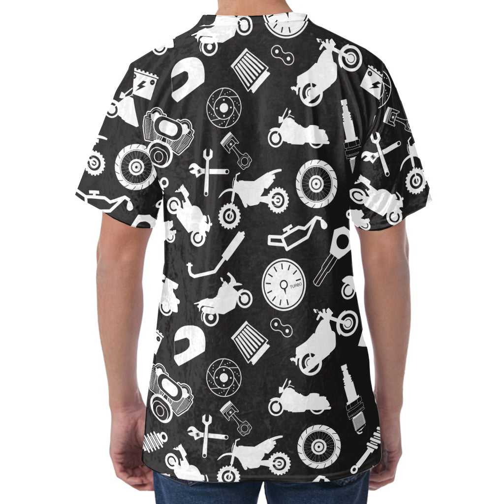 Motorcycle Equipment Pattern Print Men's Velvet T-Shirt