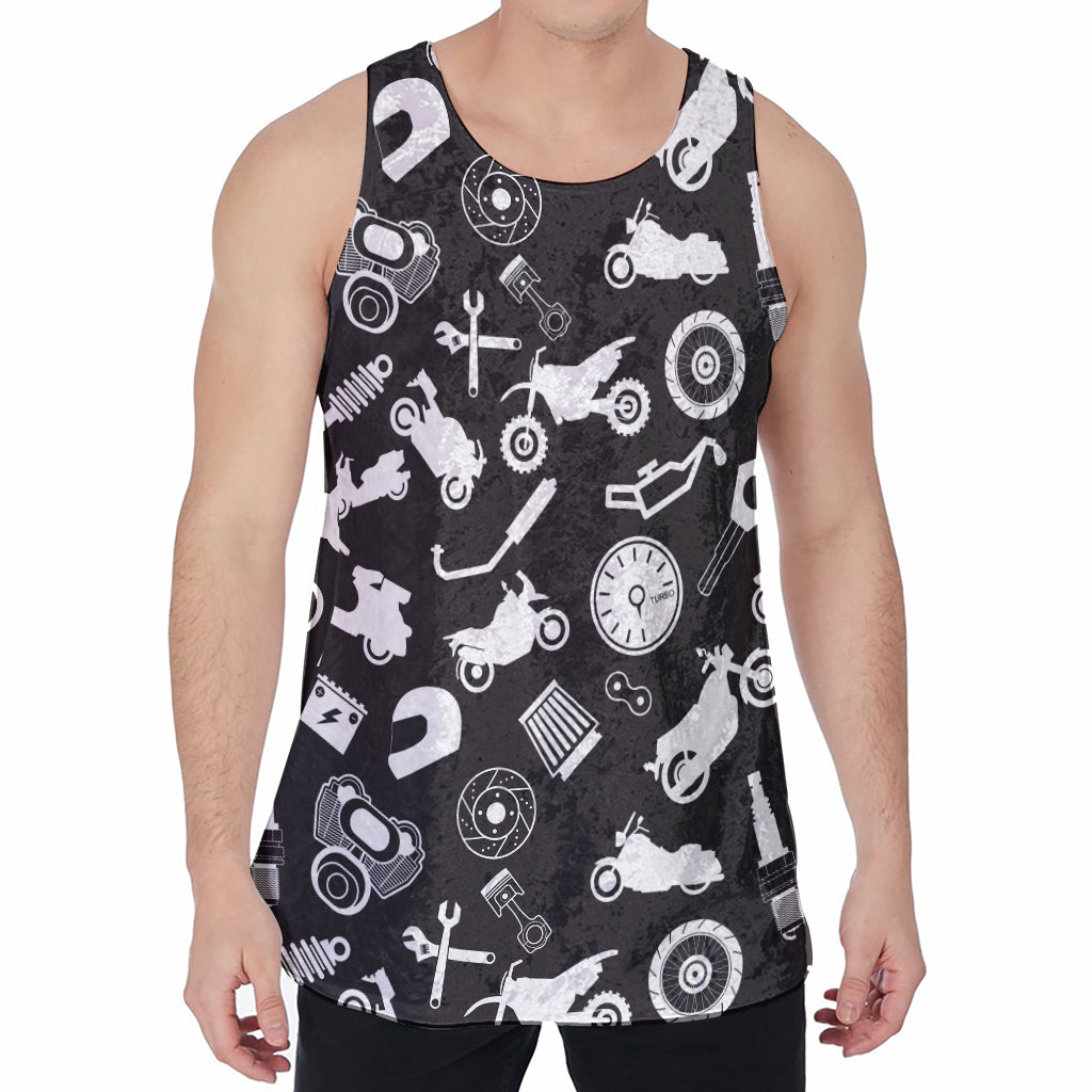 Motorcycle Equipment Pattern Print Men's Velvet Tank Top