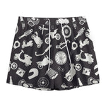 Motorcycle Equipment Pattern Print Mesh Shorts
