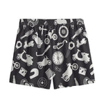 Motorcycle Equipment Pattern Print Mesh Shorts