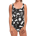 Motorcycle Equipment Pattern Print One Piece Swimsuit