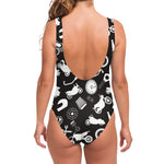 Motorcycle Equipment Pattern Print One Piece Swimsuit