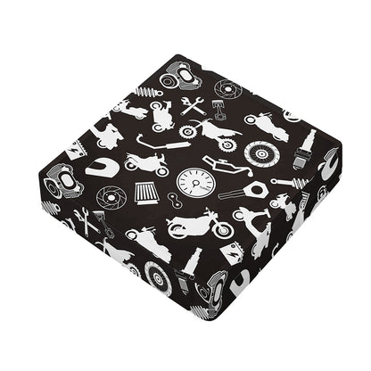 Motorcycle Equipment Pattern Print Outdoor Seat Cushion Cover