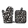 Motorcycle Equipment Pattern Print Oven Mitt And Pot Holder Set