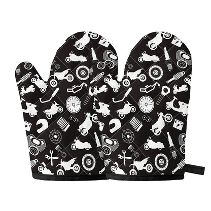 Motorcycle Equipment Pattern Print Oven Mitts