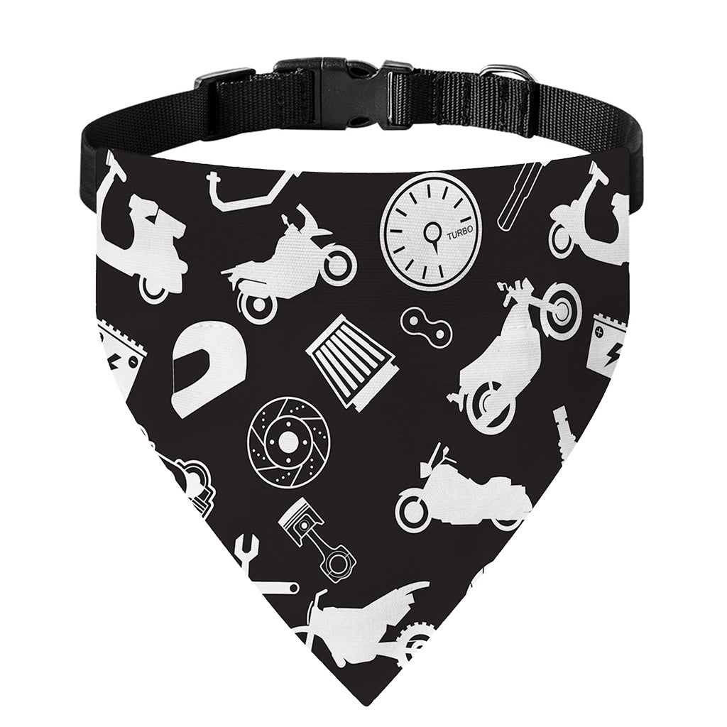 Motorcycle Equipment Pattern Print Over The Collar Dog Bandana