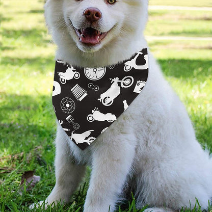 Motorcycle Equipment Pattern Print Over The Collar Dog Bandana