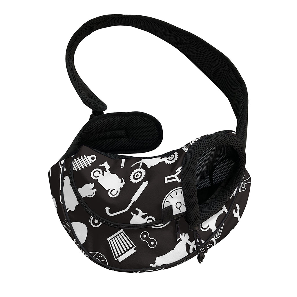 Motorcycle Equipment Pattern Print Pet Sling Carrier