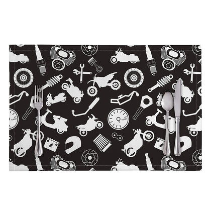 Motorcycle Equipment Pattern Print Placemat