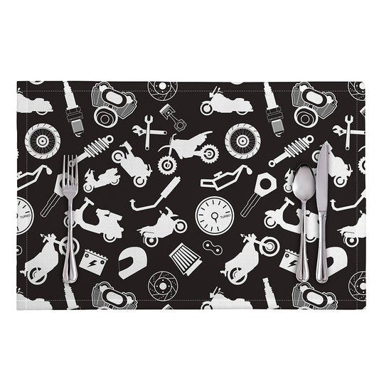 Motorcycle Equipment Pattern Print Placemat