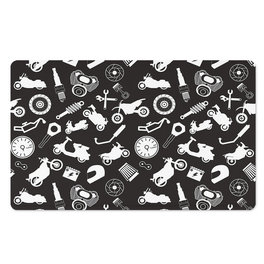 Motorcycle Equipment Pattern Print Polyester Doormat
