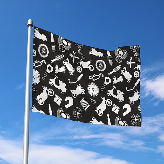 Motorcycle Equipment Pattern Print Polyester Flag