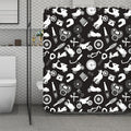 Motorcycle Equipment Pattern Print Polyester Shower Curtain