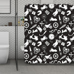 Motorcycle Equipment Pattern Print Polyester Shower Curtain
