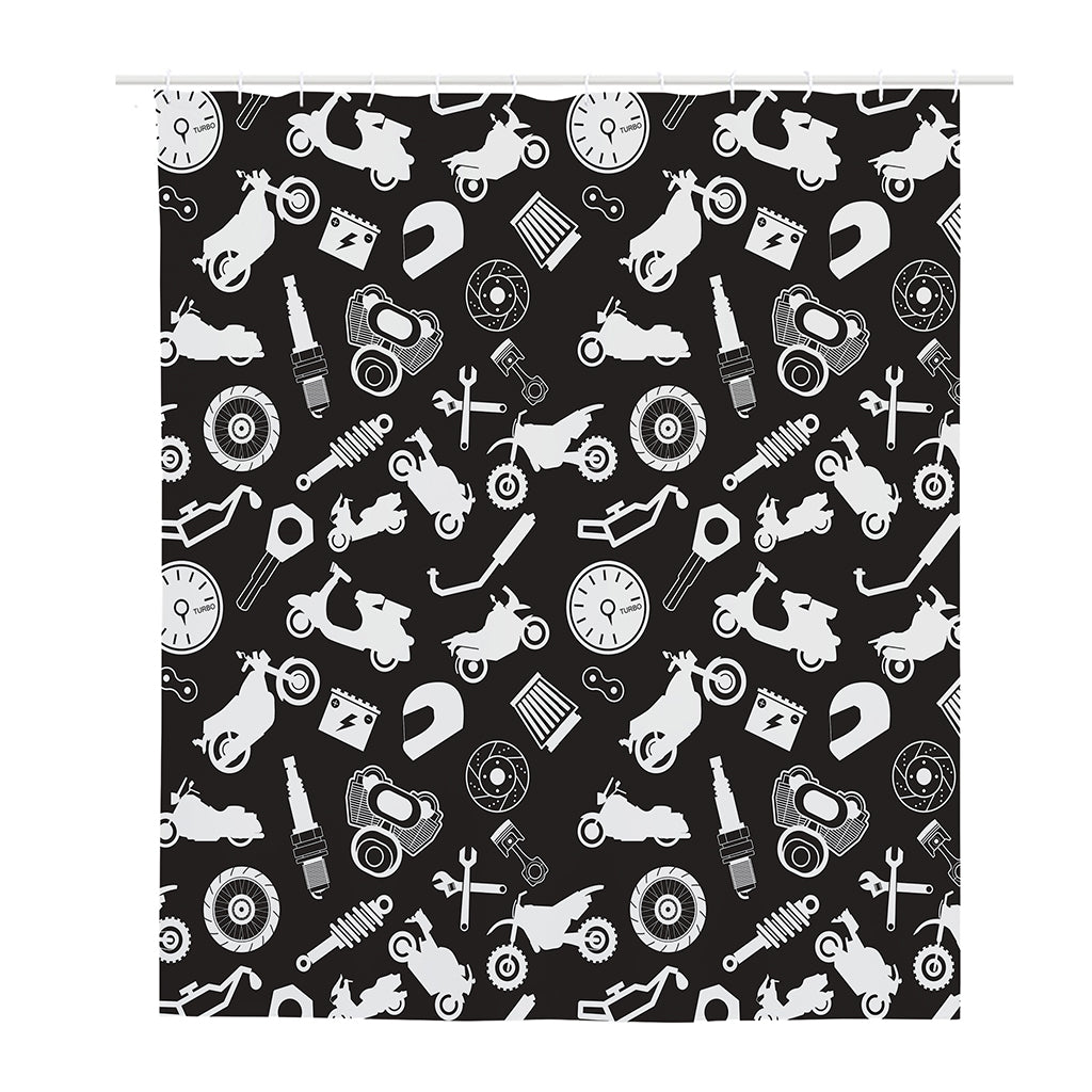 Motorcycle Equipment Pattern Print Polyester Shower Curtain