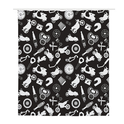 Motorcycle Equipment Pattern Print Polyester Shower Curtain