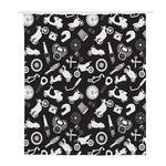 Motorcycle Equipment Pattern Print Polyester Shower Curtain