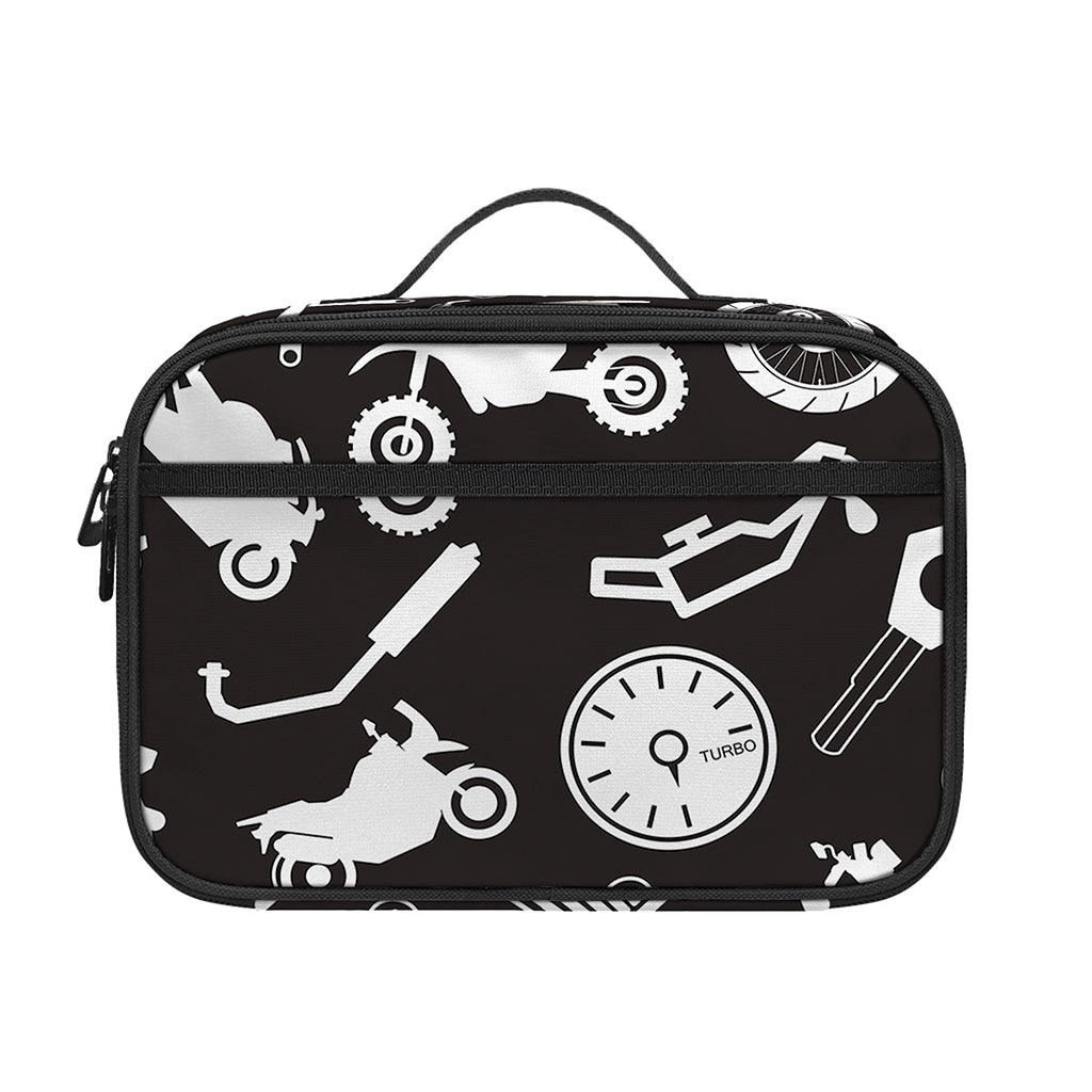 Motorcycle Equipment Pattern Print Portable Lunch Bag