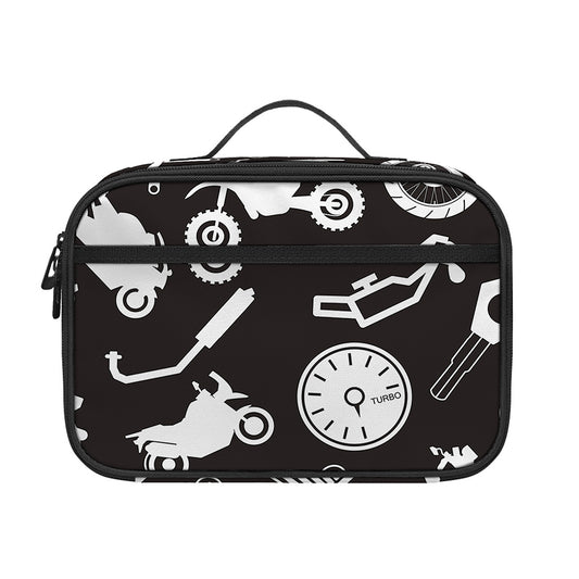 Motorcycle Equipment Pattern Print Portable Lunch Bag