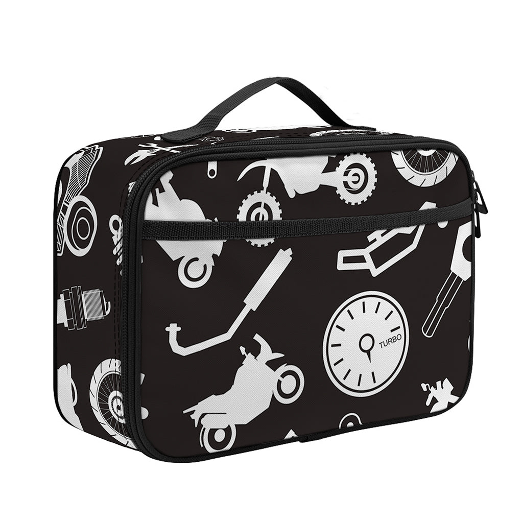Motorcycle Equipment Pattern Print Portable Lunch Bag