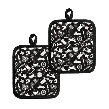 Motorcycle Equipment Pattern Print Pot Holders