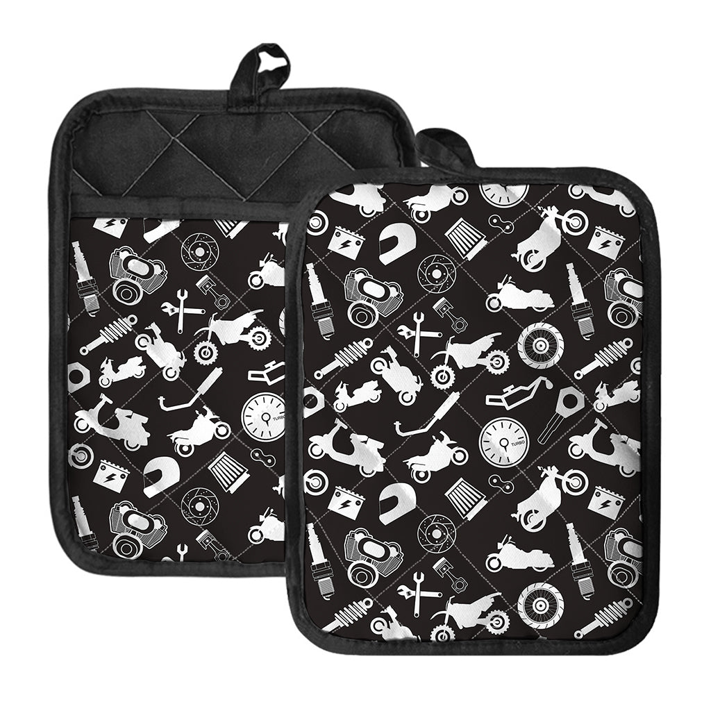 Motorcycle Equipment Pattern Print Pot Holders With Pocket