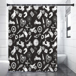 Motorcycle Equipment Pattern Print Premium Shower Curtain