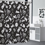 Motorcycle Equipment Pattern Print Premium Shower Curtain