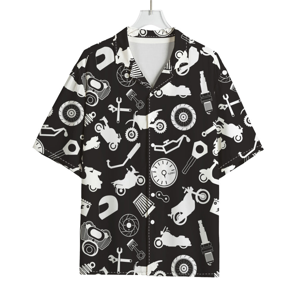 Motorcycle Equipment Pattern Print Rayon Hawaiian Shirt