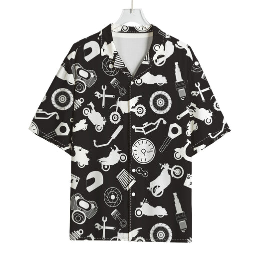 Motorcycle Equipment Pattern Print Rayon Hawaiian Shirt