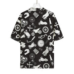 Motorcycle Equipment Pattern Print Rayon Hawaiian Shirt