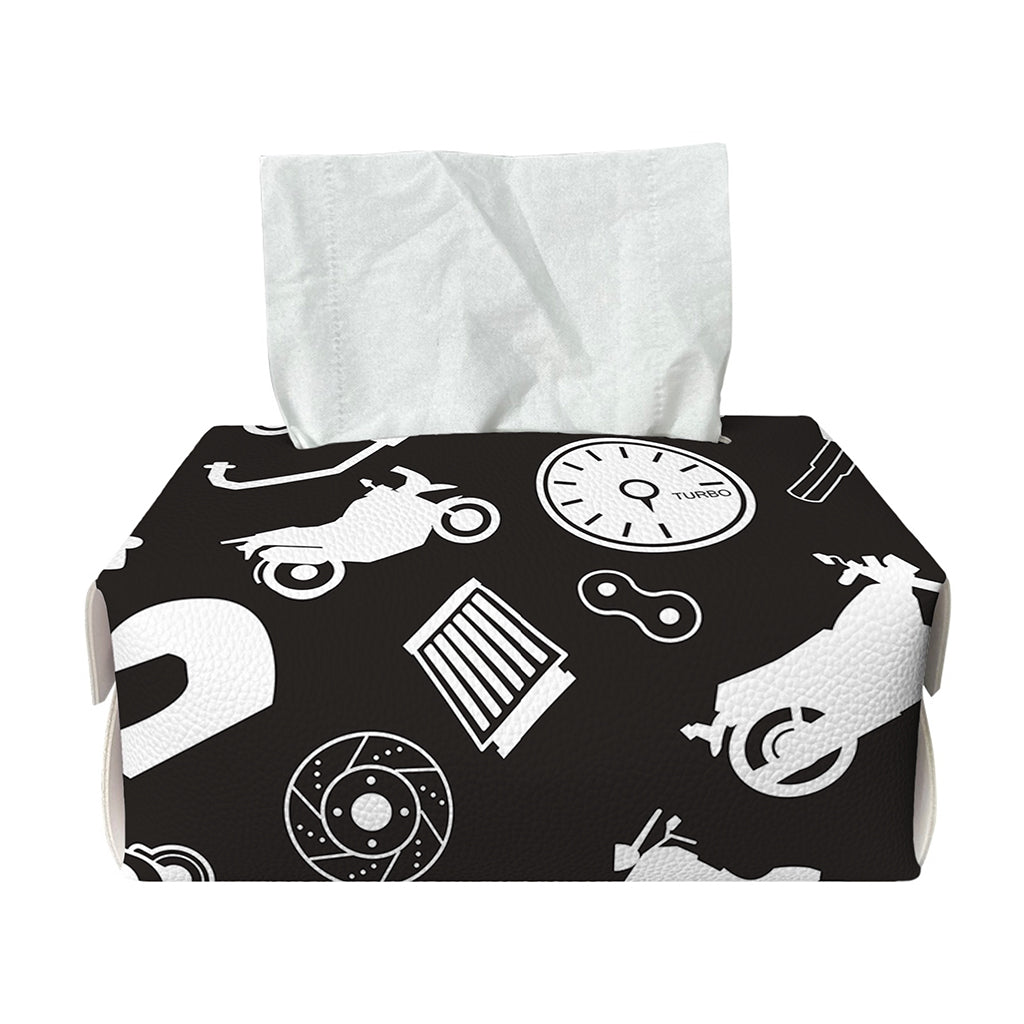 Motorcycle Equipment Pattern Print Rectangle Tissue Box Cover