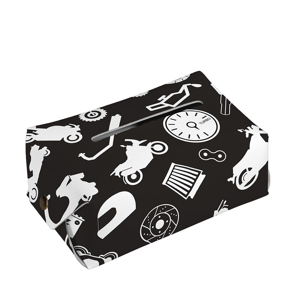 Motorcycle Equipment Pattern Print Rectangle Tissue Box Cover