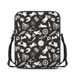 Motorcycle Equipment Pattern Print Rectangular Crossbody Bag
