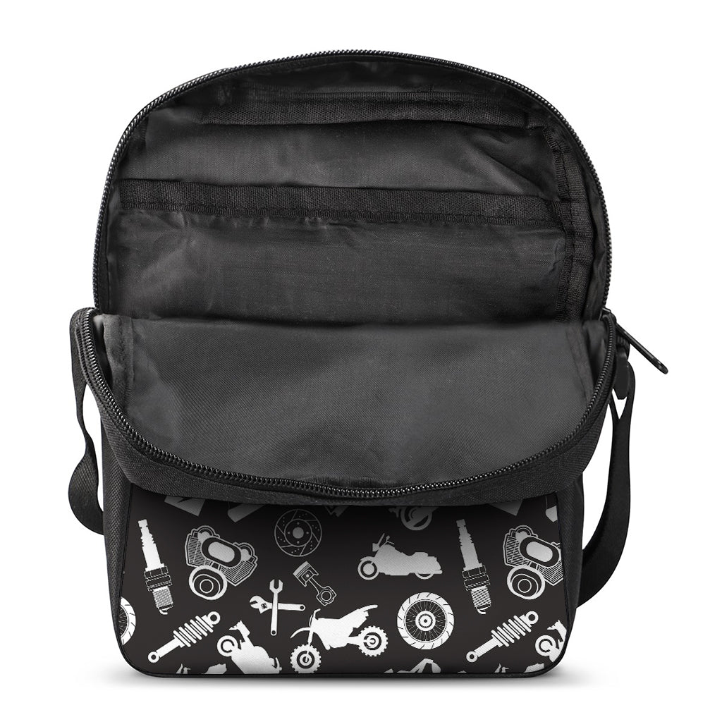 Motorcycle Equipment Pattern Print Rectangular Crossbody Bag
