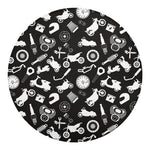 Motorcycle Equipment Pattern Print Round Blanket