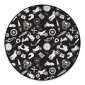 Motorcycle Equipment Pattern Print Round Floor Mat