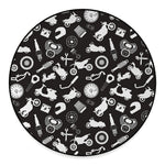 Motorcycle Equipment Pattern Print Round Floor Mat