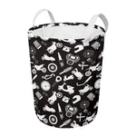 Motorcycle Equipment Pattern Print Round Laundry Basket